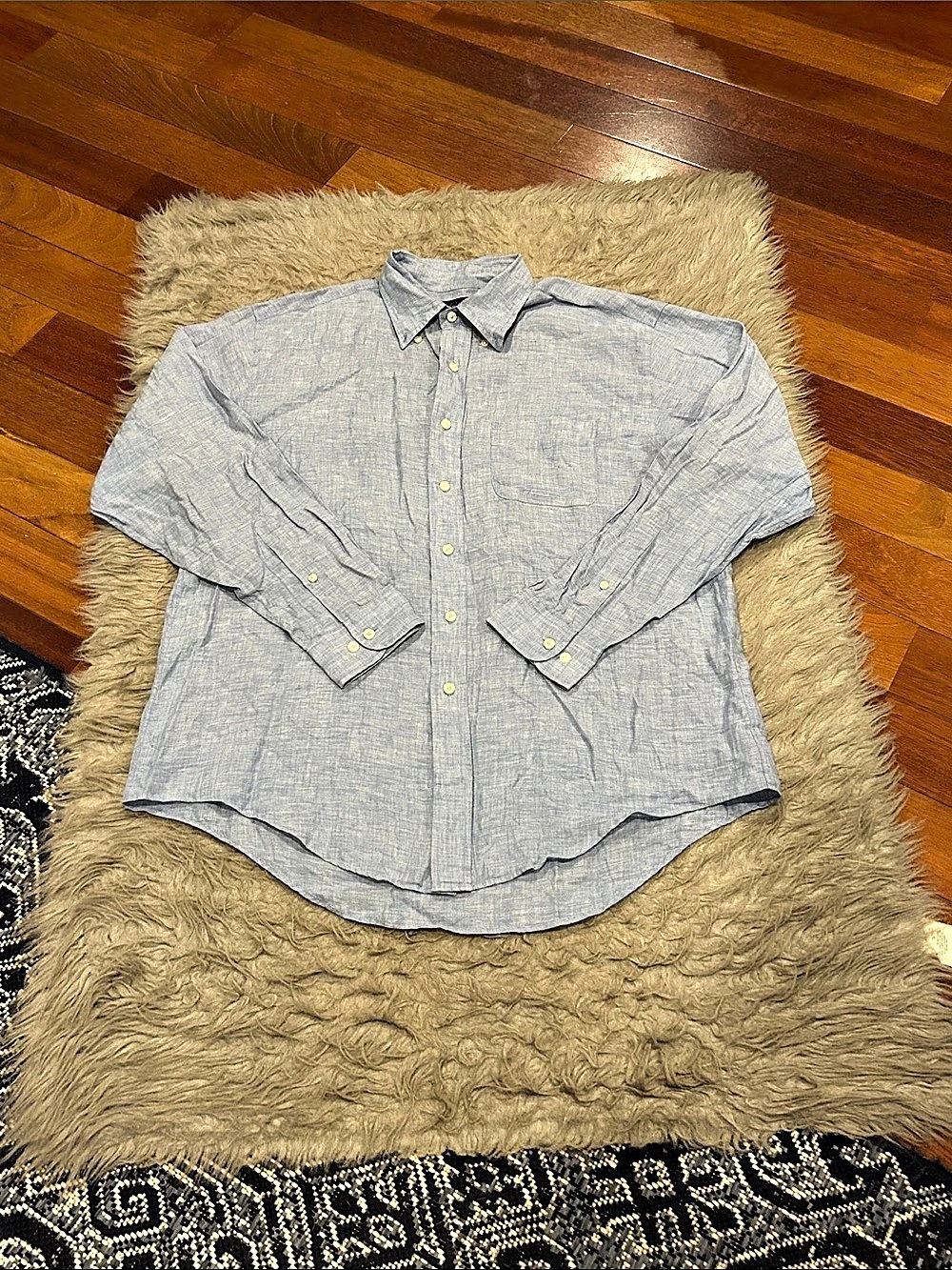 Brooks Brothers Irish Linen Long Sleeve Blue Button-Down Shirt
